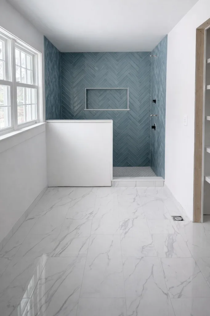 Beautiful bathroom tile installation by Amazing Tile Corp